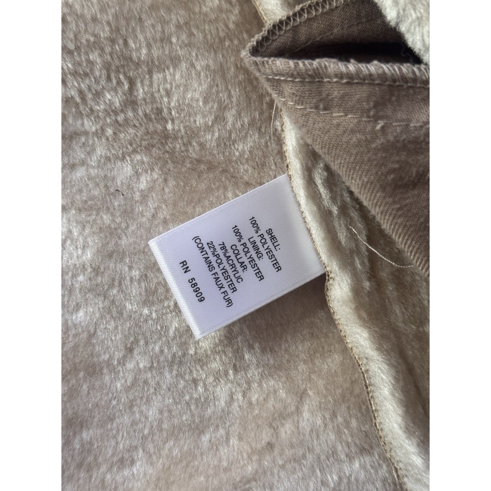 💙Gap Womens Sherpa Lined Tan Toggle Button Faux Suede Vest Sz S 90s Y2K Boho - Picture 7 of 9